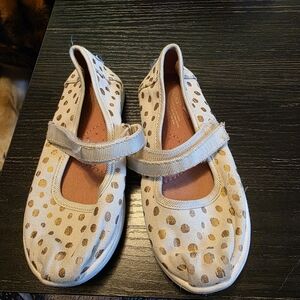 Toms Kids' Gold and Cream Polka Dot Dress Shoes